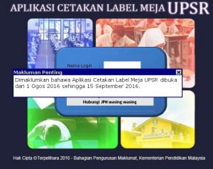 Label Meja UPSR - Sumber Pendidikan