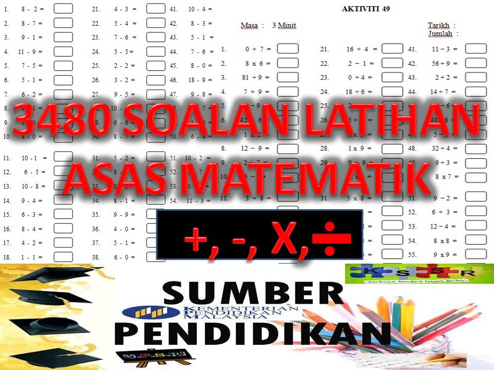 3480 Soalan Latihan Asas Matematik Tambah Tolak Darab Bahagi Sumber Pendidikan