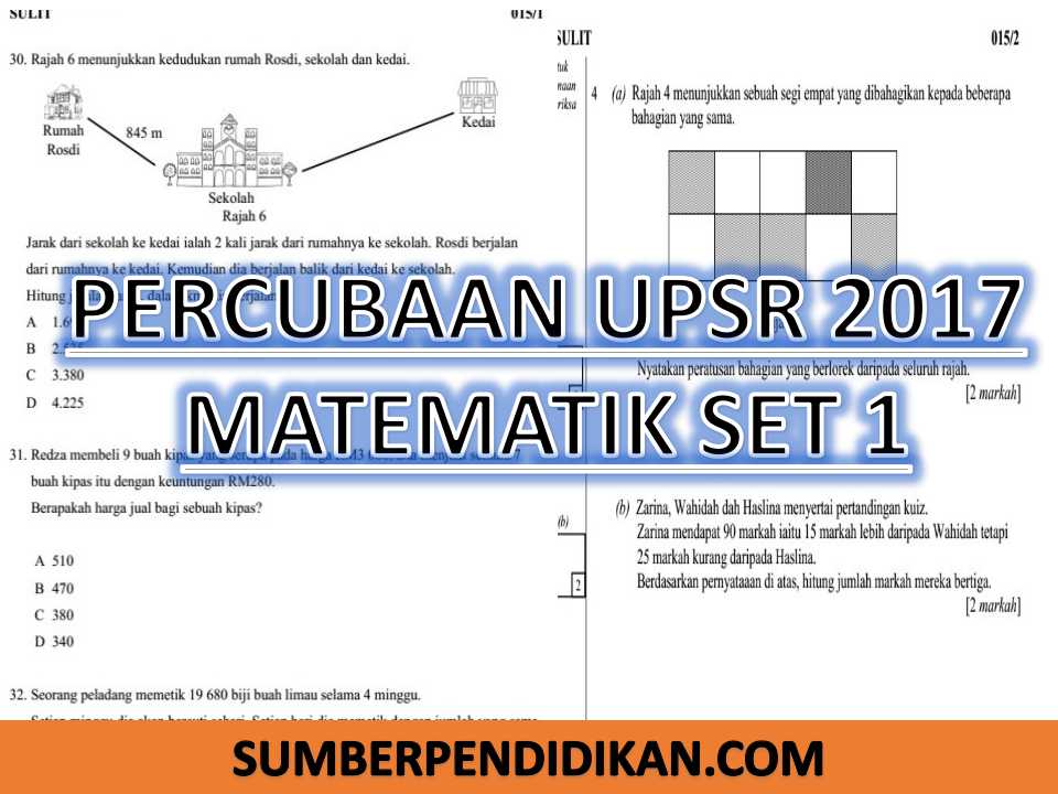 Percubaan UPSR Matematik Set 1 - Sumber Pendidikan